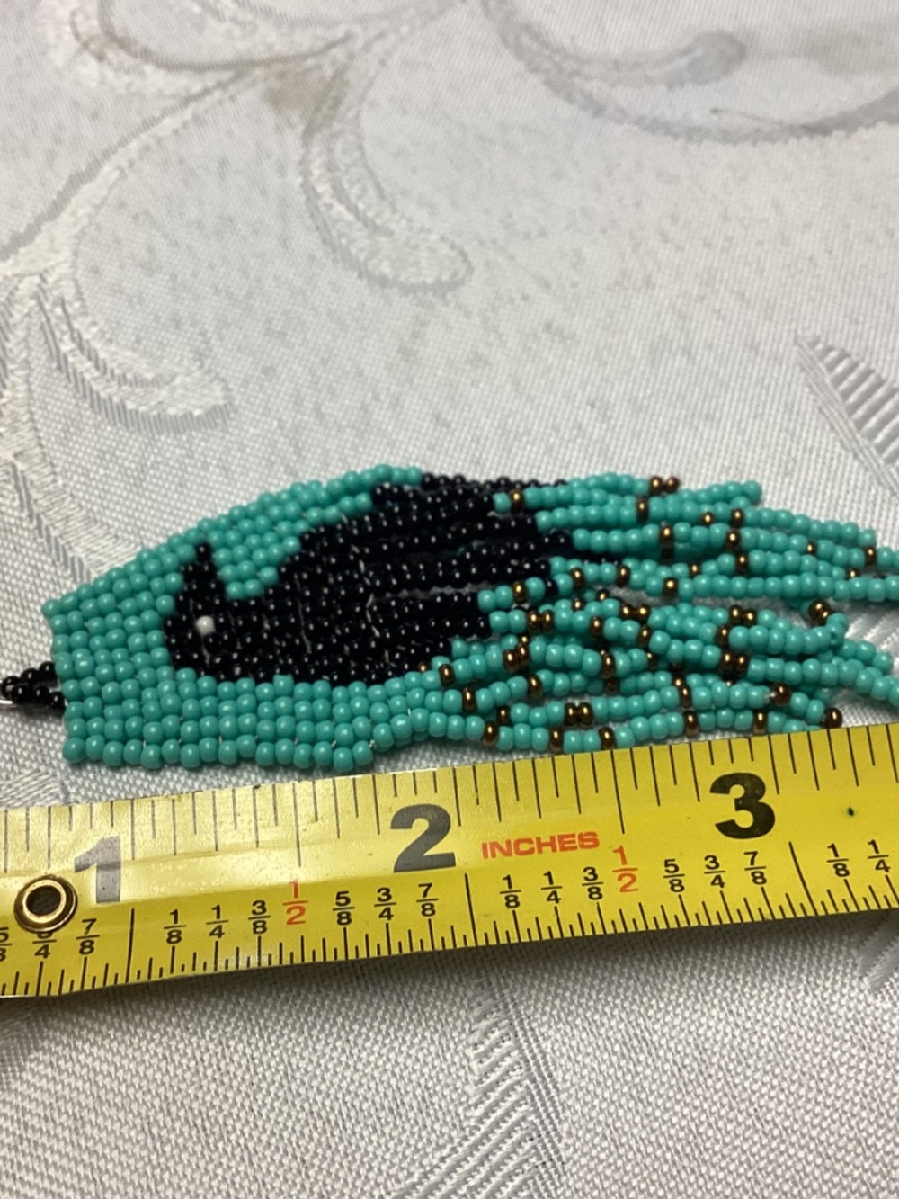 Crow Spirit Handmade Beaded Fringe Earrings ✨ Boho Raven Festival Dangles NWT - Picture 4 of 5